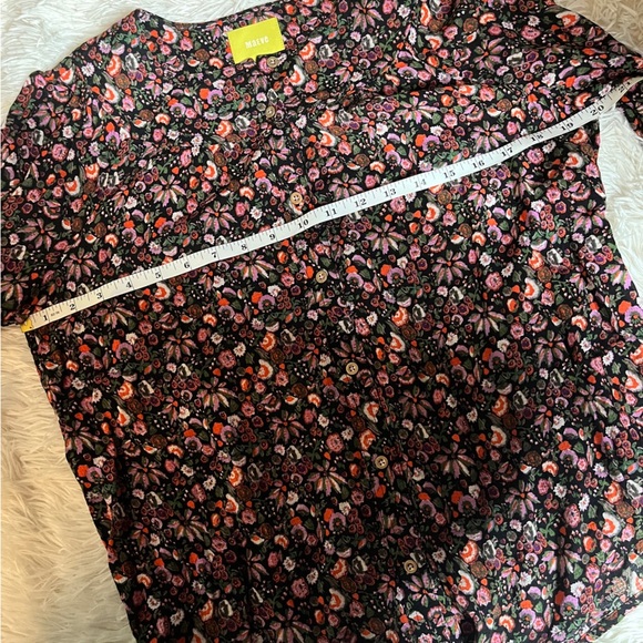 Maeve Front Pleated Multi-Color Floral Long Sleeve Blouse Top | Size XS - Picture 9 of 14